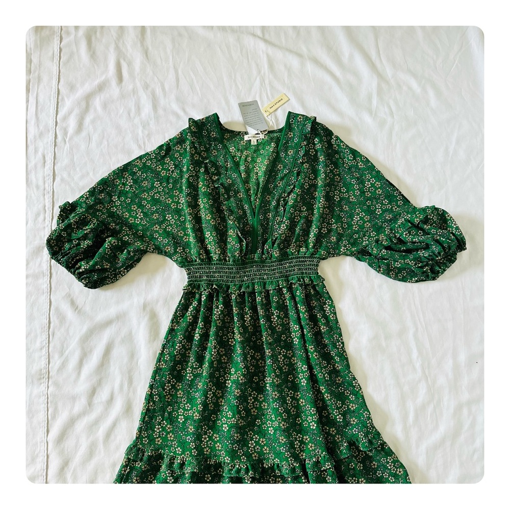 ★ NWT Max Studio V-Neck Empire Waist Dress - Green ★ - Picture 8 of 17
